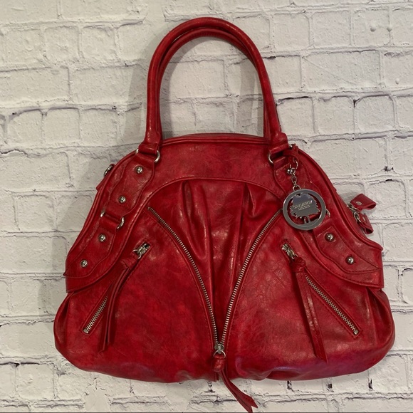 Gramercy Designs red double handle handbag with leopard interior and coin purse - Picture 1 of 11